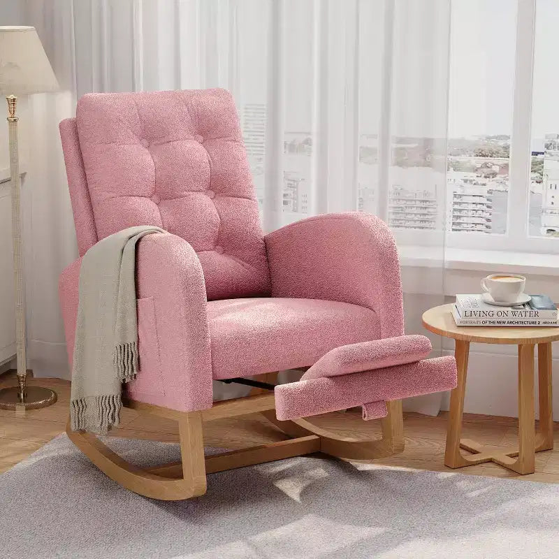 Mecedora Planeadora de Respaldo Alto, Tela Teddy/Lino/PU, Asiento Individual, con o sin Reposapiés