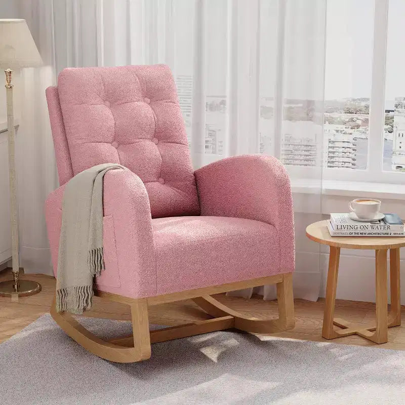 Mecedora Planeadora de Respaldo Alto, Tela Teddy/Lino/PU, Asiento Individual, con o sin Reposapiés