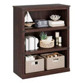 3-Tier Wooden Bookcase, Farmhouse Style Storage Shelf with 3 Shelves, Low Bookshelf for Home Office, Living Room, or Bedroom
