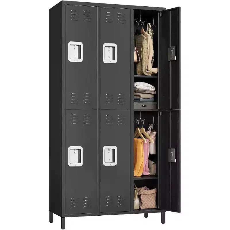 72 Tall Metal Garage Storage Cabinets with Safety Lock,6 Doors Storage Lockers Combination,Metal Lockers for Homes,Gyms,Offices,Warehouses,Garage