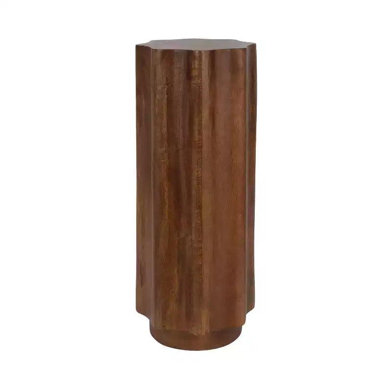 Kate and Laurel Pandey Wavy Wood Drink Table, 9x9x22, Walnut Brown