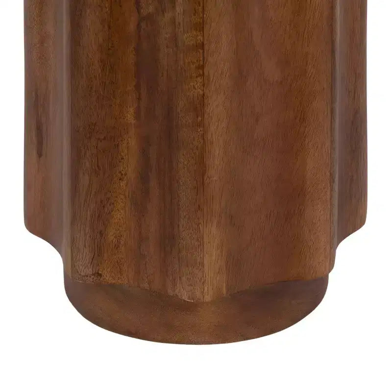 Mesa auxiliar para bebidas de 1, redonda de 8.5", con acento ondulado en nogal marrón