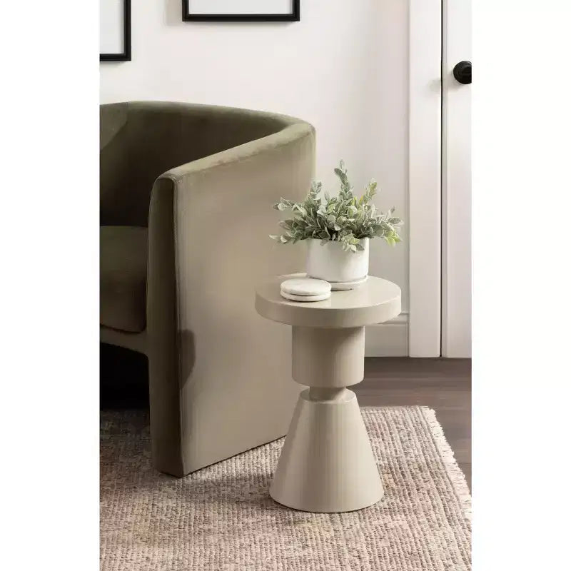 Mesa auxiliar redonda de metal gris, 30.5 cm (12") de diámetro x 44.5 cm (17.5") de altura, 1 pieza