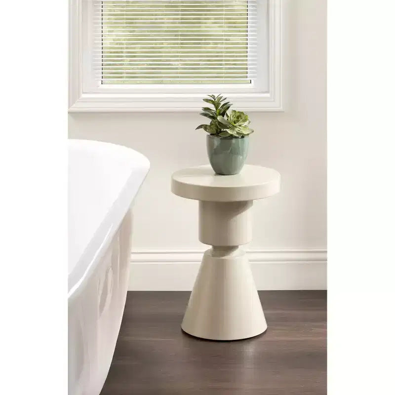 Mesa auxiliar redonda de metal gris, 30.5 cm (12") de diámetro x 44.5 cm (17.5") de altura, 1 pieza