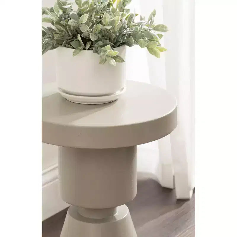 Mesa auxiliar redonda de metal gris, 30.5 cm (12") de diámetro x 44.5 cm (17.5") de altura, 1 pieza