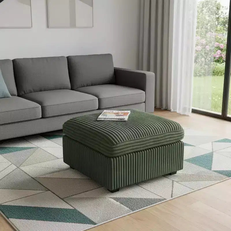 Otomana de Almacenamiento Cuadrada de Chenilla – Beige / Negro / Gris / Verde / Gris Claro, Capacidad para 1