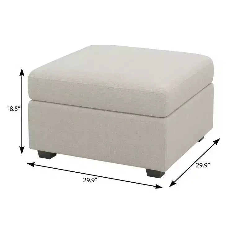 Otomana de Almacenamiento Cuadrada de Chenilla – Beige / Negro / Gris / Verde / Gris Claro, Capacidad para 1