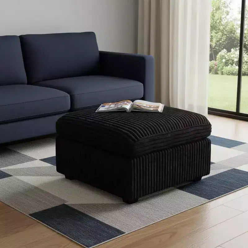 Otomana de Almacenamiento Cuadrada de Chenilla – Beige / Negro / Gris / Verde / Gris Claro, Capacidad para 1