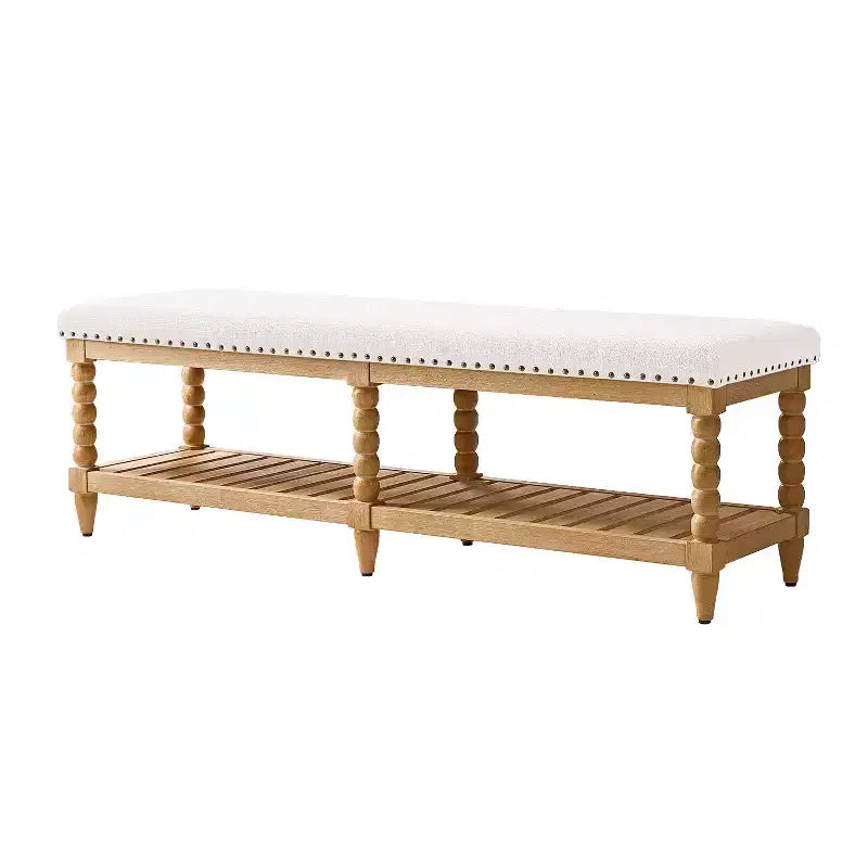 Delfina Farmhouse Bench with Solid Wood Legs|HULALA HOME-STRIP