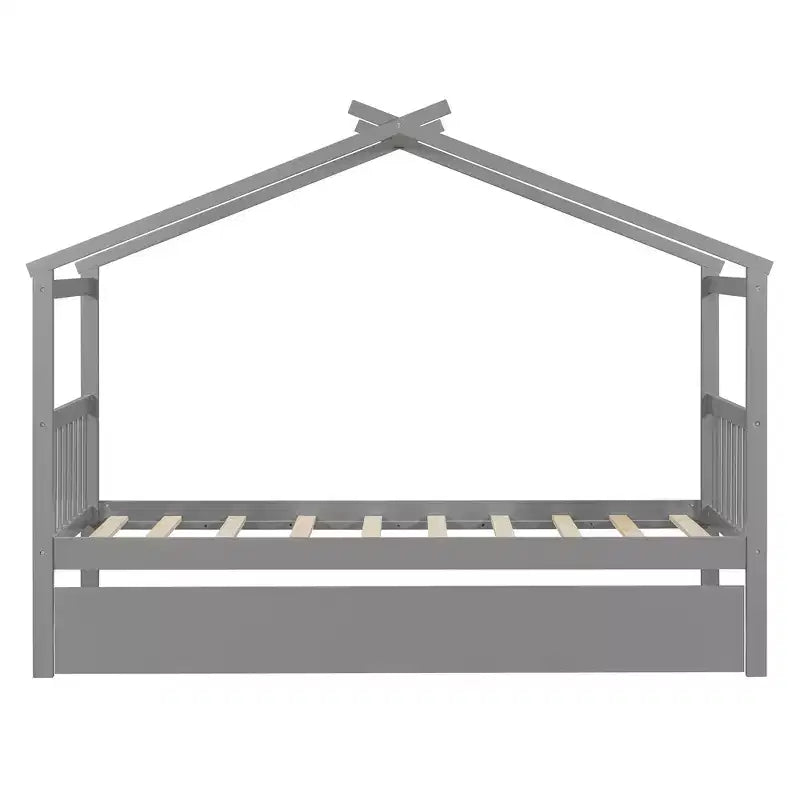 Cama nido doble estilo casa gris/natural/nogal/blanco para niños (para 1 o 2 personas)