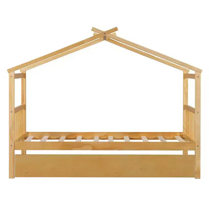 Cama nido doble estilo casa gris/natural/nogal/blanco para niños (para 1 o 2 personas)