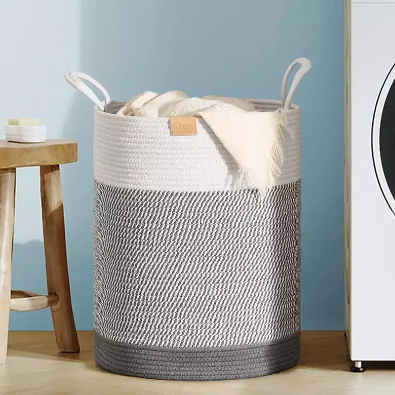 Narwey Laundry Hamper 62L,Large Laundry Basket for Clothes,Decorative Storage Basket for Blankets,Cotton Rope