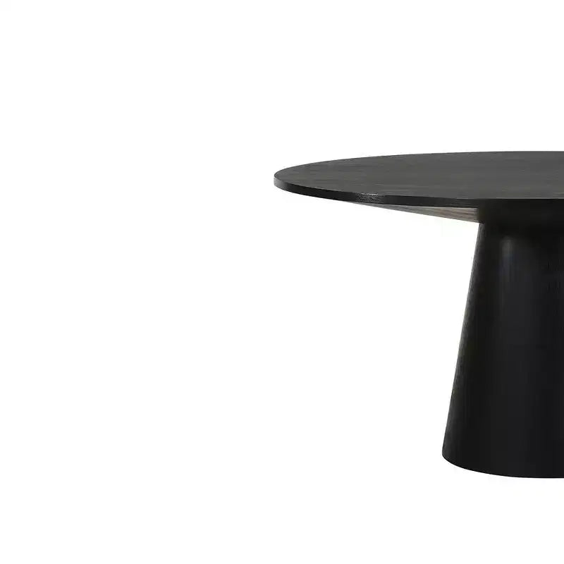 Mesa de comedor redonda con pedestal negra, para 4 personas