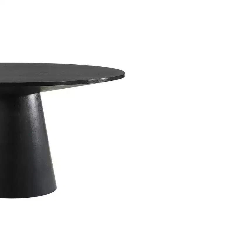 Mesa de comedor redonda con pedestal negra, para 4 personas