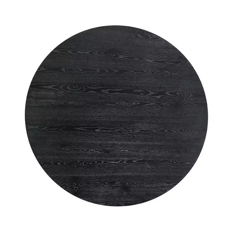 Mesa de comedor redonda con pedestal negra, para 4 personas