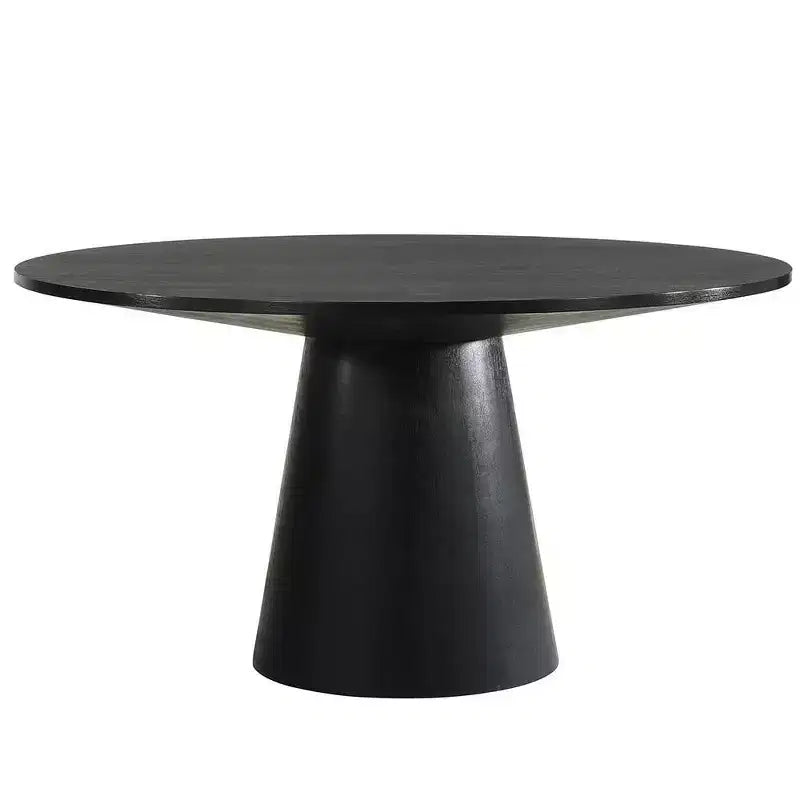 Mesa de comedor redonda con pedestal negra, para 4 personas