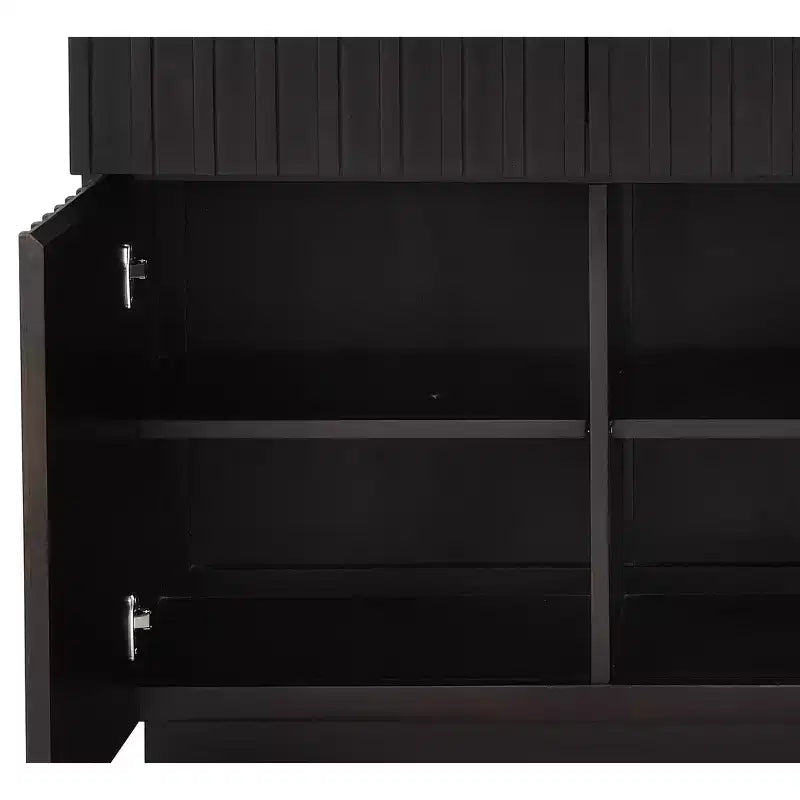 Aparador/bufé de 58" con superficie de mármol negro, 6 estantes y 3 cajones