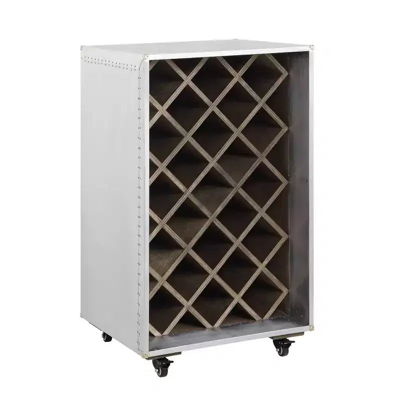 21.26" Raini Wine Rack Aluminum - Acme Furniture: 35.43" High, Holds 23 Bottles, Wood Composite