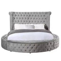 109" Queen Bed Gaiva Bed Gray Velvet - Acme Furniture: Elegant Nailhead, Button-Tufted Design, Wood Composite Frame