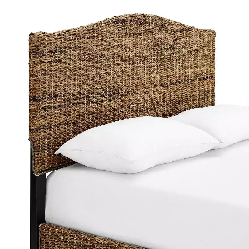 Cama King de hoja de plátano natural, acabado natural, 1 persona