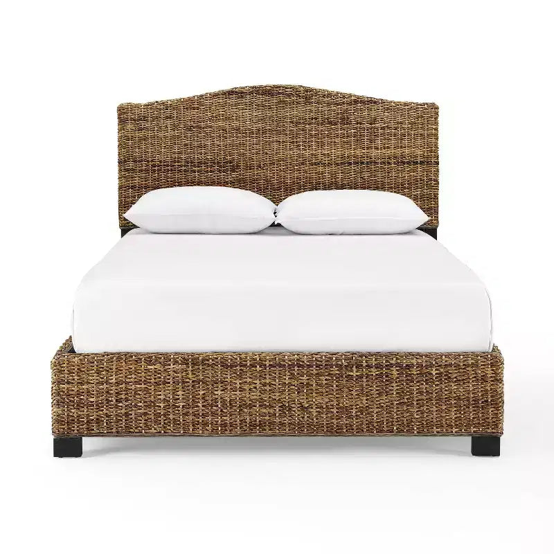 Cama King de hoja de plátano natural, acabado natural, 1 persona