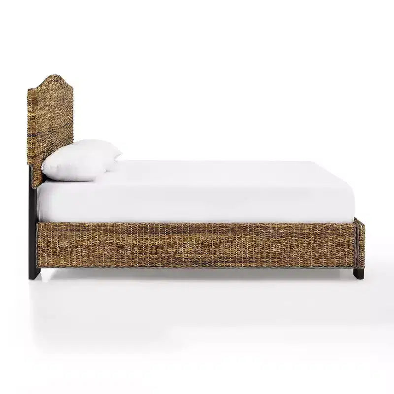 Cama King de hoja de plátano natural, acabado natural, 1 persona