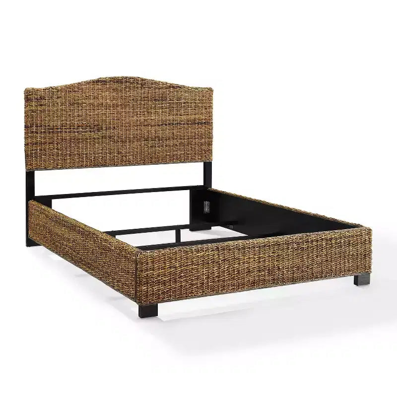 Cama King de hoja de plátano natural, acabado natural, 1 persona
