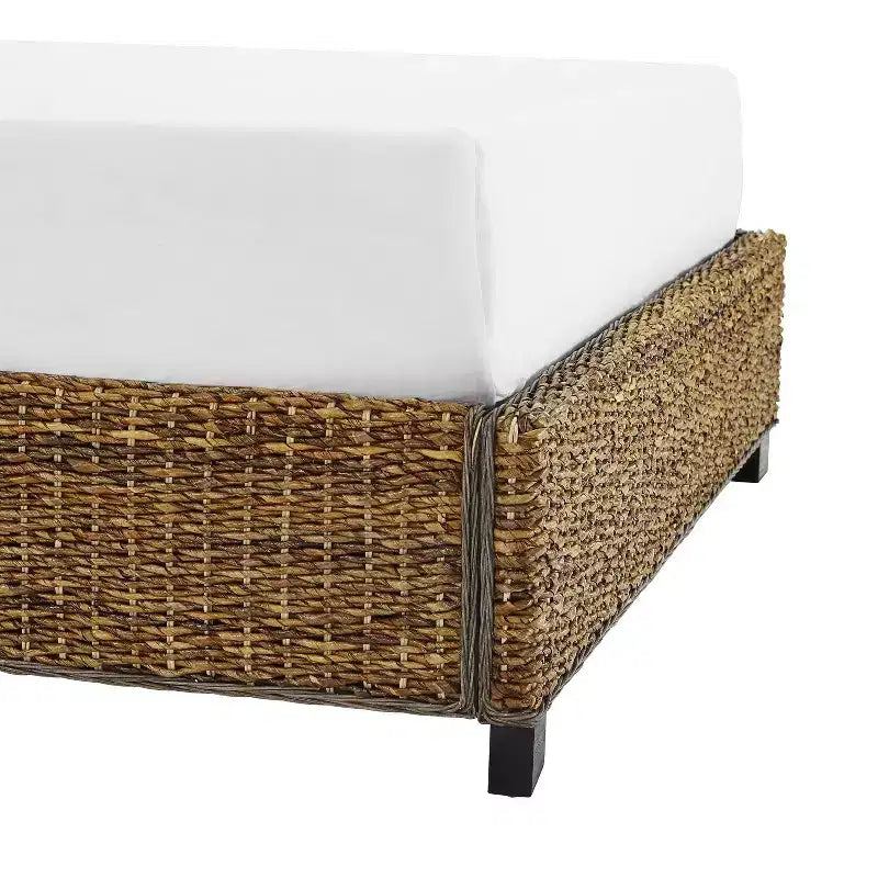 Cama King de hoja de plátano natural, acabado natural, 1 persona