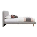 87.8" Eastern King Bed Cleo Bed Gray Boucle - Acme Furniture: Faux Shearling, Wood Frame, Curved Headboard