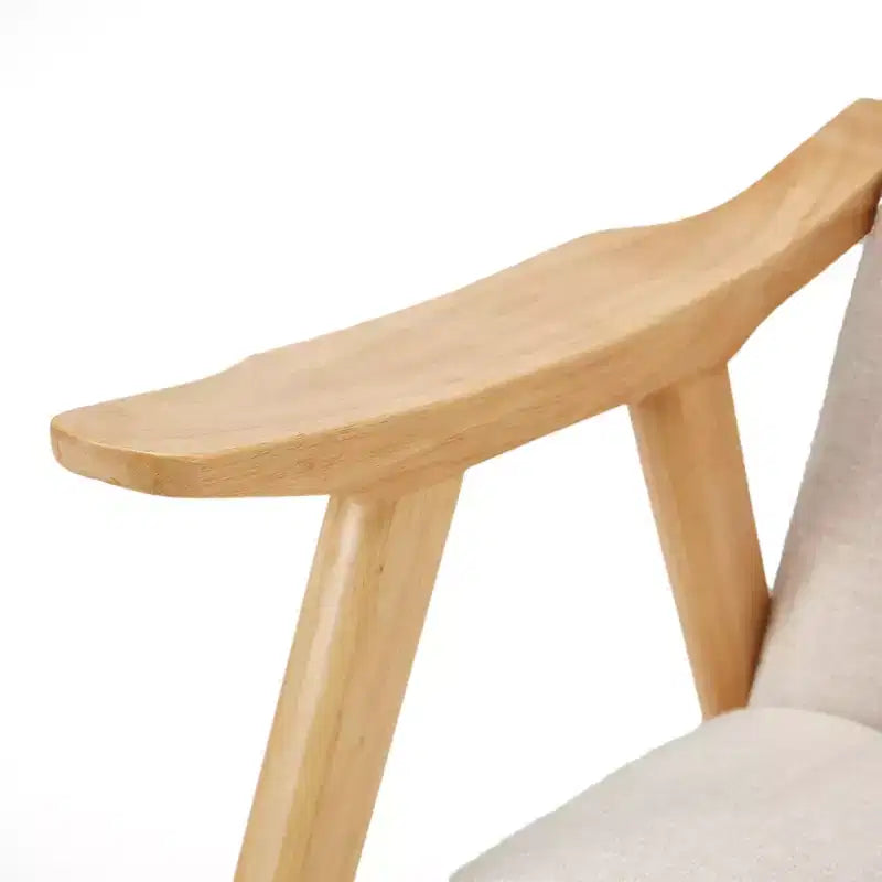 Sillón decorativo de lino beige, estilo moderno de mediados de siglo, 1 asiento