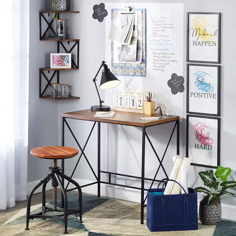 The Lakeside Collection Industrial Desk with Outlet and USB Port -
