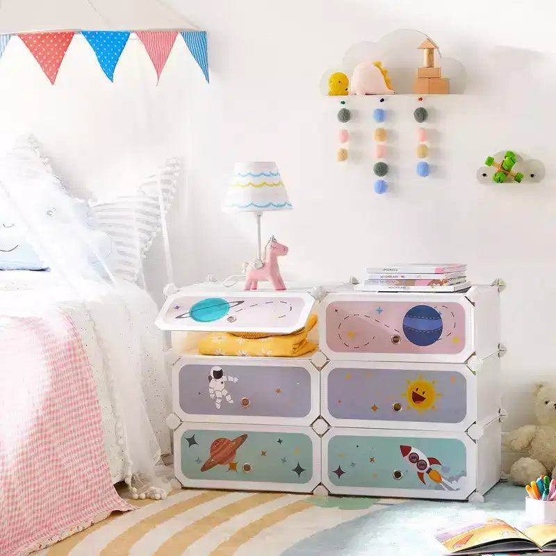 Zapatero blanco de 6 ranuras para niños con puertas, configuración de 1 a 2 filas