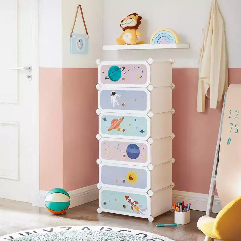 Zapatero blanco de 6 ranuras para niños con puertas, configuración de 1 a 2 filas