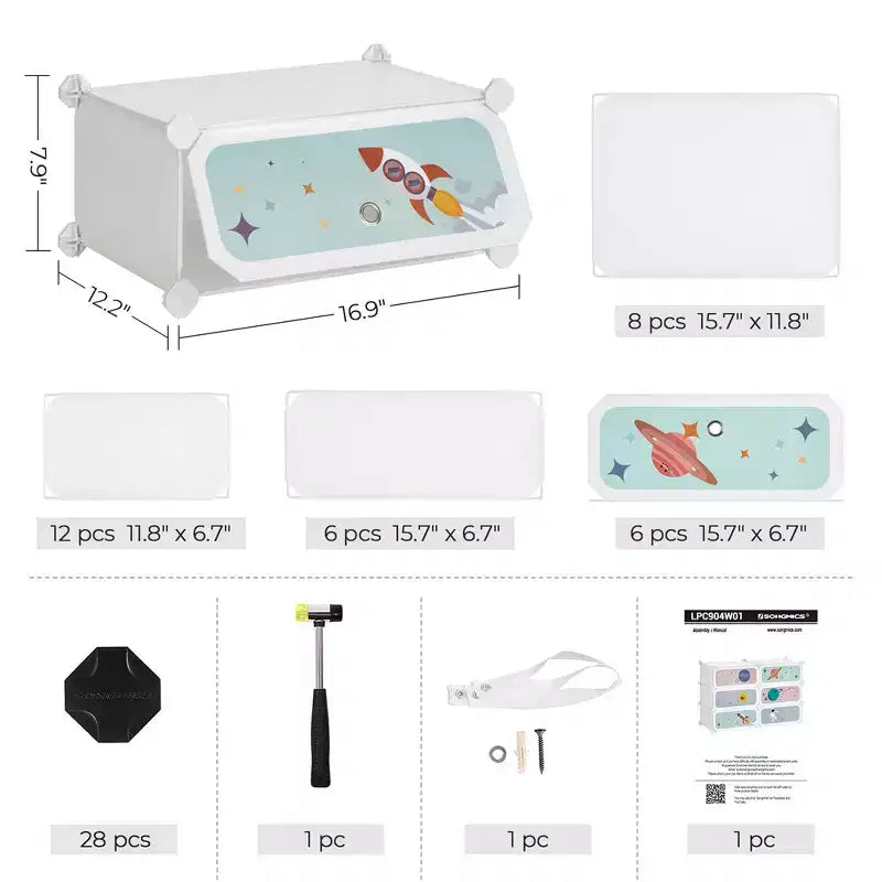 Zapatero blanco de 6 ranuras para niños con puertas, configuración de 1 a 2 filas