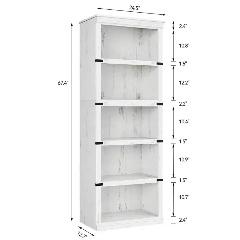 Estantería rústica de 5 niveles, estante de exhibición abierto – Marrón / Gris / Blanco