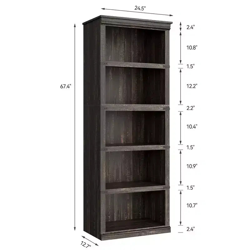 Estantería rústica de 5 niveles, estante de exhibición abierto – Marrón / Gris / Blanco