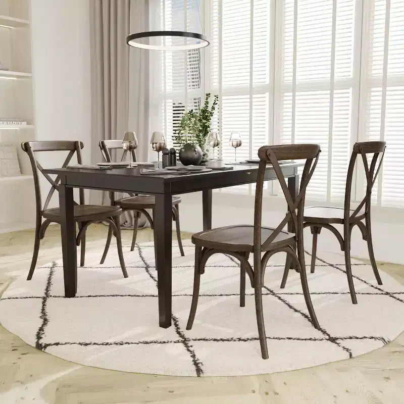 Silla con respaldo en cruz, sin brazos, 1 asiento, interior/exterior – Castaño / Marrón oscuro / Roble claro