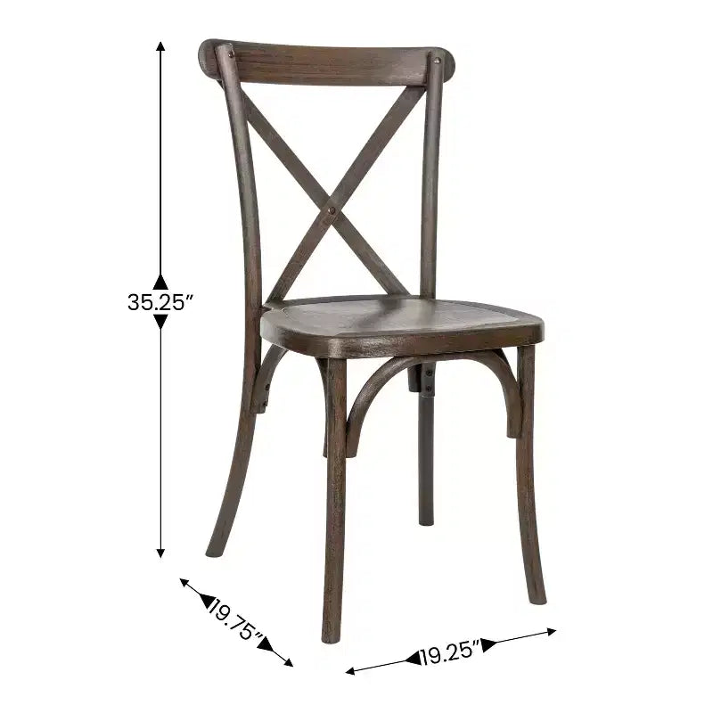 Silla con respaldo en cruz, sin brazos, 1 asiento, interior/exterior – Castaño / Marrón oscuro / Roble claro
