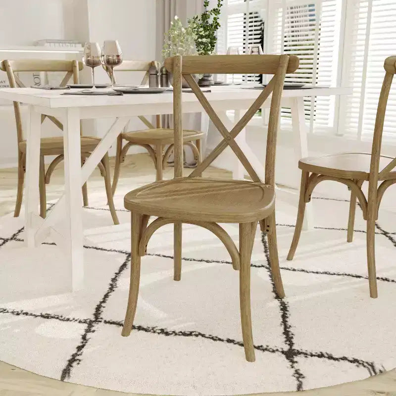 Silla con respaldo en cruz, sin brazos, 1 asiento, interior/exterior – Castaño / Marrón oscuro / Roble claro