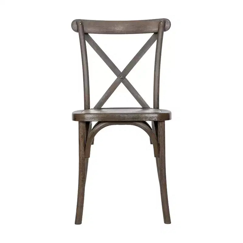 Silla con respaldo en cruz, sin brazos, 1 asiento, interior/exterior – Castaño / Marrón oscuro / Roble claro