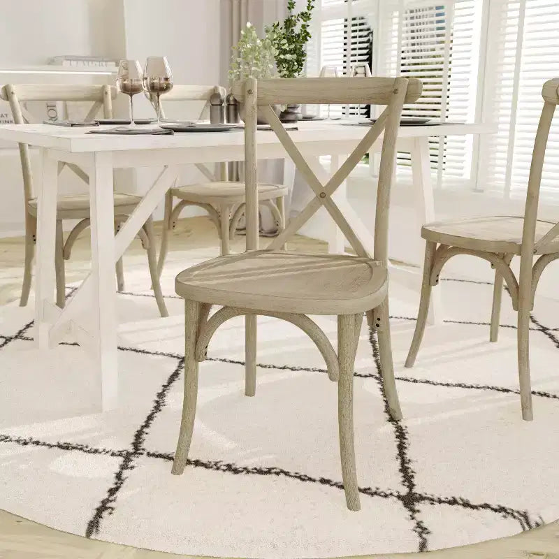 Silla con respaldo en cruz, sin brazos, 1 asiento, interior/exterior – Castaño / Marrón oscuro / Roble claro