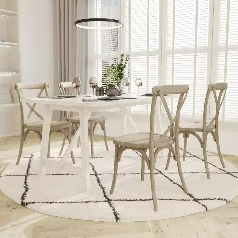 Silla con respaldo en cruz, sin brazos, 1 asiento, interior/exterior – Castaño / Marrón oscuro / Roble claro