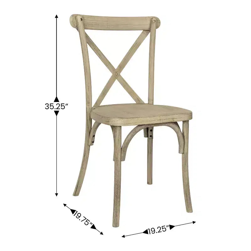 Silla con respaldo en cruz, sin brazos, 1 asiento, interior/exterior – Castaño / Marrón oscuro / Roble claro