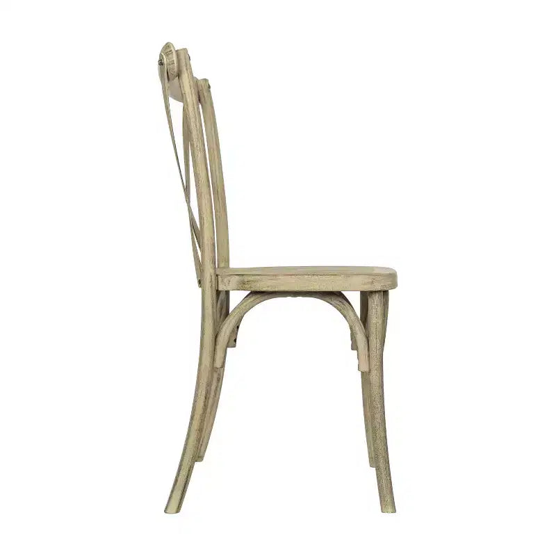 Silla con respaldo en cruz, sin brazos, 1 asiento, interior/exterior – Castaño / Marrón oscuro / Roble claro