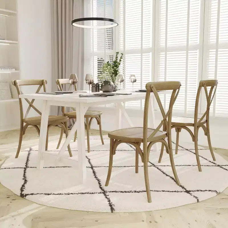 Silla con respaldo en cruz, sin brazos, 1 asiento, interior/exterior – Castaño / Marrón oscuro / Roble claro