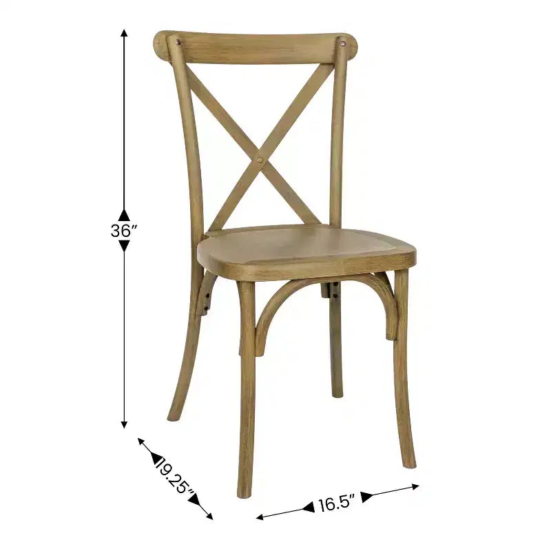 Silla con respaldo en cruz, sin brazos, 1 asiento, interior/exterior – Castaño / Marrón oscuro / Roble claro