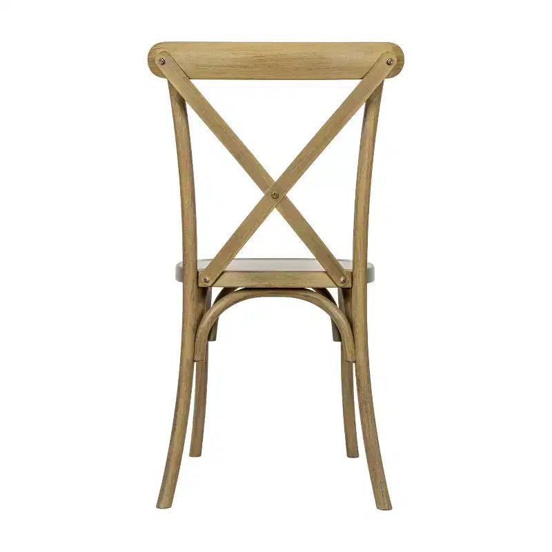Silla con respaldo en cruz, sin brazos, 1 asiento, interior/exterior – Castaño / Marrón oscuro / Roble claro