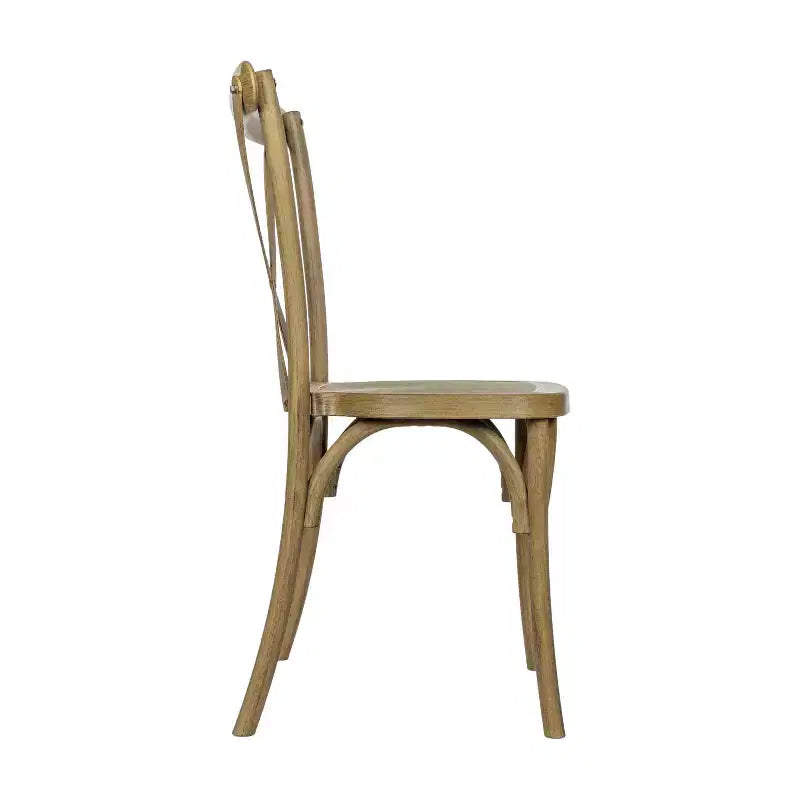 Silla con respaldo en cruz, sin brazos, 1 asiento, interior/exterior – Castaño / Marrón oscuro / Roble claro