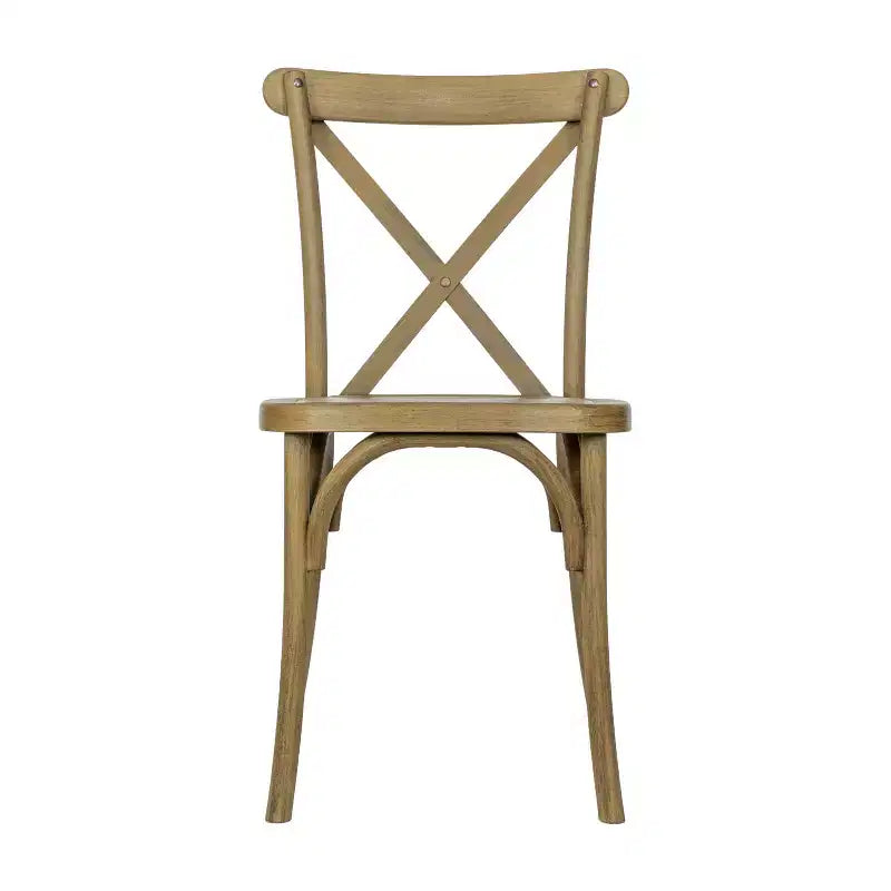 Silla con respaldo en cruz, sin brazos, 1 asiento, interior/exterior – Castaño / Marrón oscuro / Roble claro