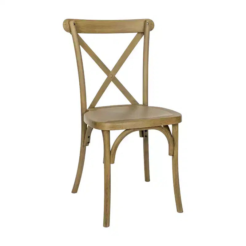 Silla con respaldo en cruz, sin brazos, 1 asiento, interior/exterior – Castaño / Marrón oscuro / Roble claro